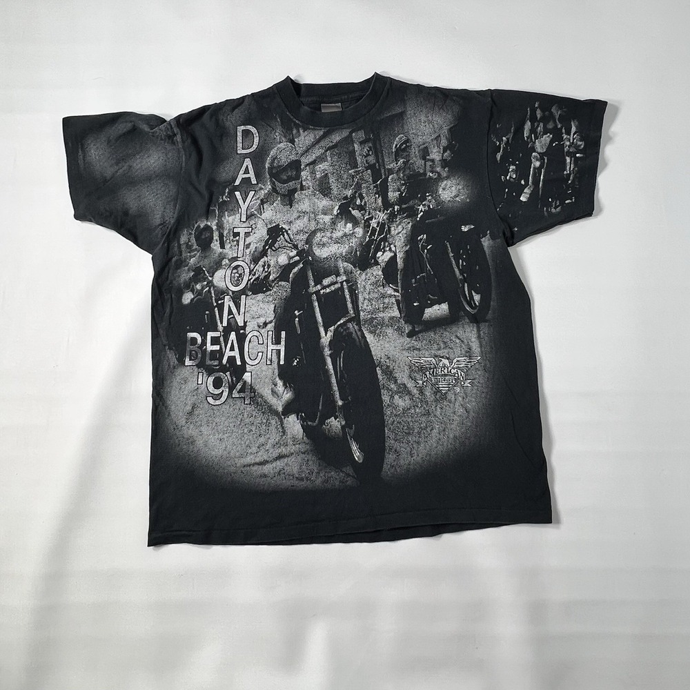 Vintage 3D Emblem 94' Daytona Beach Bike Week All Over Print Double Sided SZ  XL